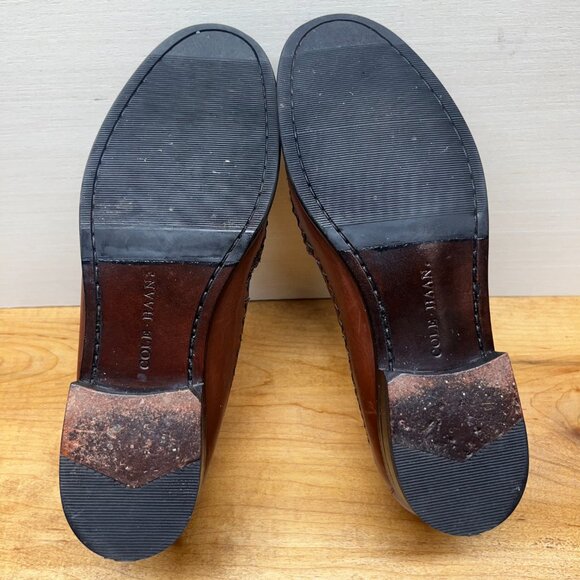 Cole Haan Leather Loafer Women's 7.5B Basket Weave Tassel Brown Slip On Casual - Picture 10 of 10